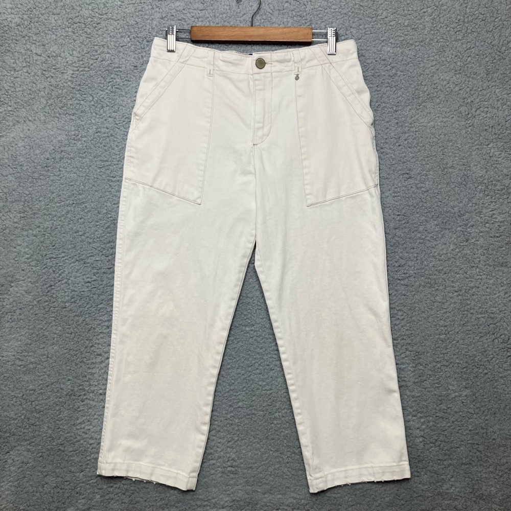 Democracy Flex-ellent High Rise Crop Utility Pants Women 8 Cream Spring Summer
